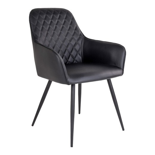 Faux Leather Dining Chair in Black, 65 x 57 x 87 cm | Harbo