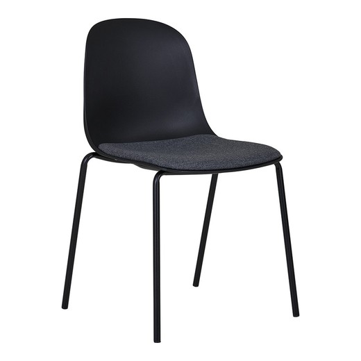 Silla de comedor de plástico moldeado en negro, 53 x 50 x 85 cm | Madalena