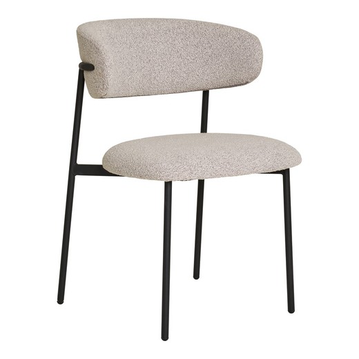 Silla de comedor de tejido bouclé en arena, 59 x 55 x 79,5 cm | Mira