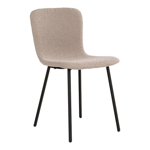 Bouclé fabric dining chair in beige, 52.5 x 44.5 x 76.5 cm | Halden