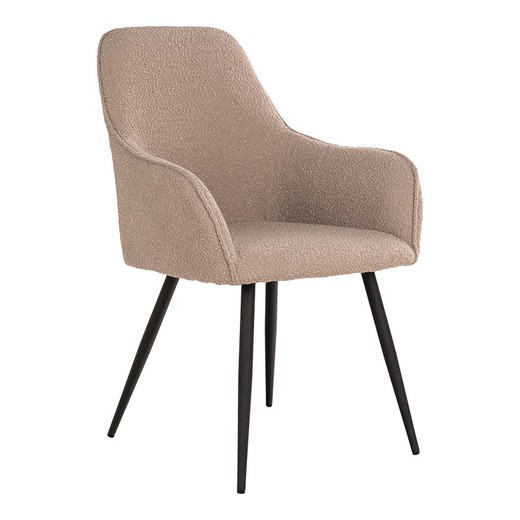 Bouclé fabric dining chair in beige, 65 x 57 x 87 cm | Harbo