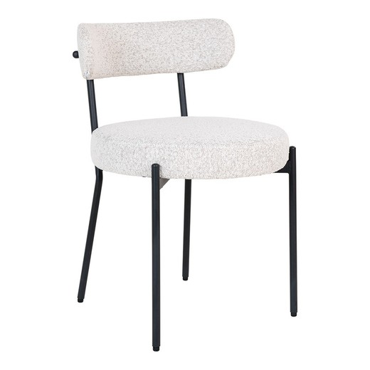 Silla de comedor de tejido bouclé en blanco, 49,5 x 47 x 72,5 cm | Badalona