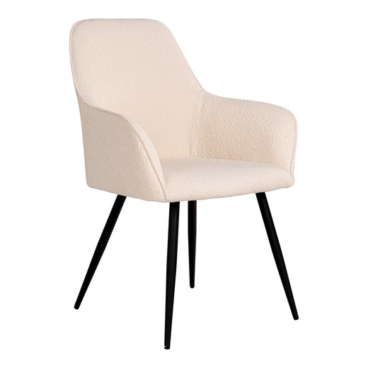 Silla de comedor  de tejido bouclé en blanco, 65 x 57 x 87 cm | Harbo