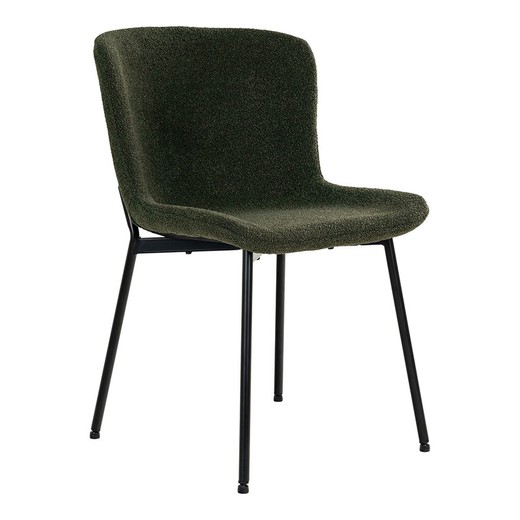 Silla de comedor  de tejido bouclé en verde oscuro, 59 x 48 x 83 cm | Maceda