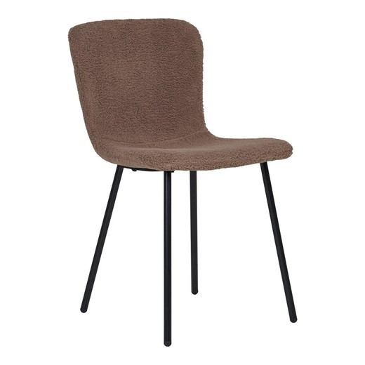 Silla de comedor  de tejido Sherpa en marrón oscuro, 52,5 x 44,5 x 76,5 cm | Halden