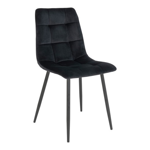 Silla de comedor de terciopelo en azul oscuro, 55 x 44 x 86 cm | Middelfart