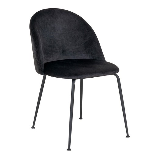 Silla de comedor de terciopelo en negro, 56 x 51 x 76 cm | Geneve