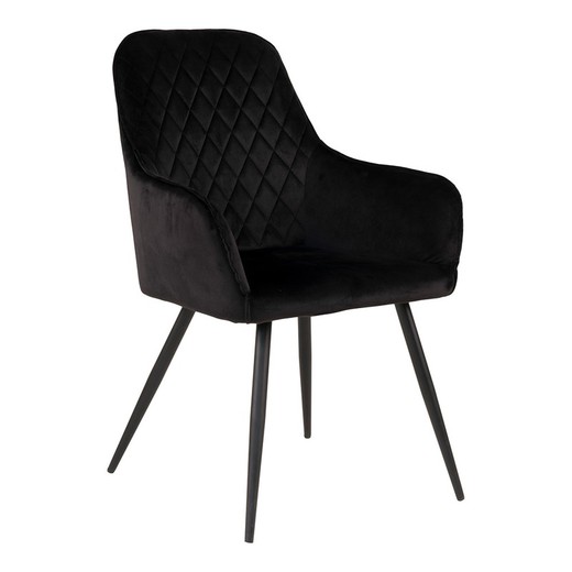 Velvet dining chair in black, 65 x 57 x 87 cm | Harbo