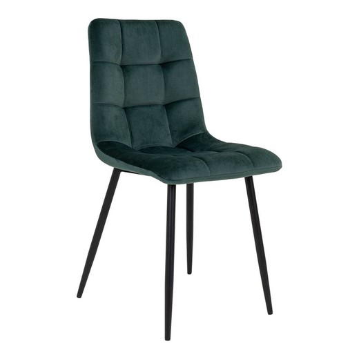 Silla de comedor de terciopelo en verde, 55 x 44 x 86 cm | Middelfart