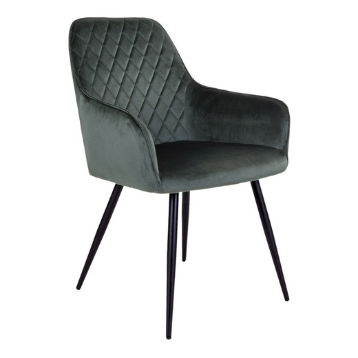 Velvet dining chair in green, 65 x 57 x 87 cm | Harbo