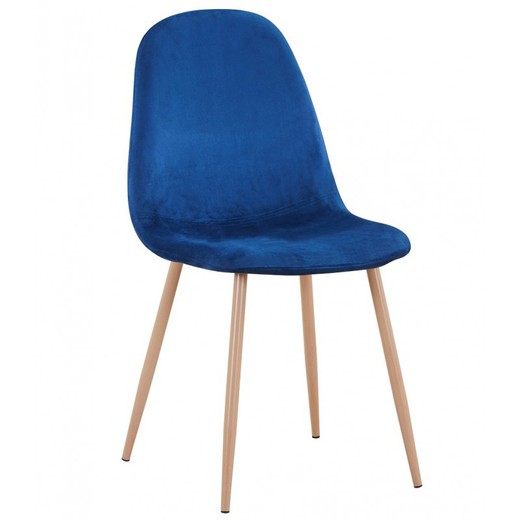 Epoque Blue/Beige Velvet and Metal Dining Chair, 44'5x55'5x87'5 cm