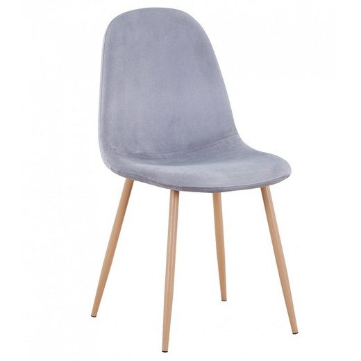 Epoque Gray/Beige Velvet and Metal Dining Chair, 44'5x55'5x87'5 cm