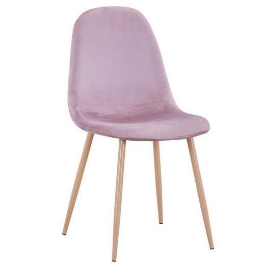 Epoque Ροζ/Μπεζ καρέκλα τραπεζαρίας βελούδινη και μεταλλική, 44'5x55'5x87'5 cm
