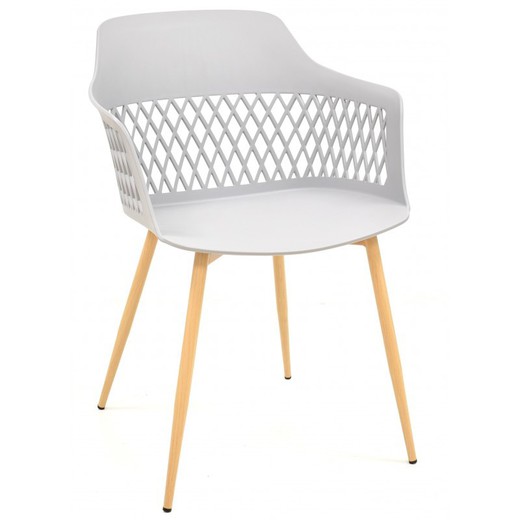 Gibralfaro Dining Chair in Plastic and Metal Grey/Beige, 58x57x82 cm
