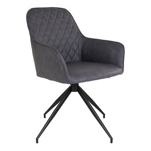 Silla de comedor giratoria de piel sintética en gris oscuro, 62 x 56 x 89 cm | Harbo