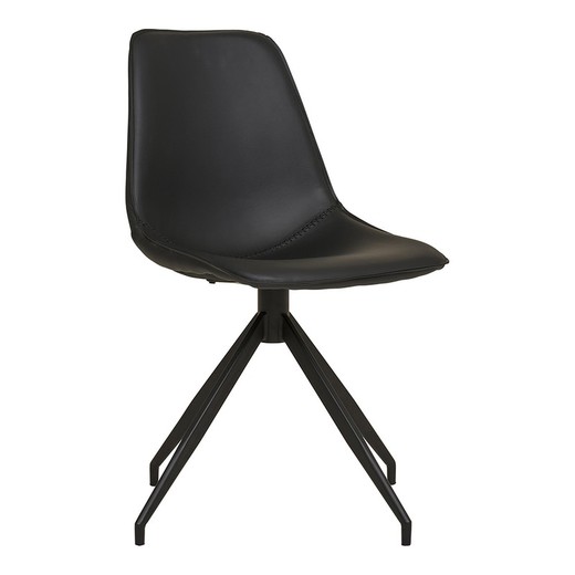 Silla de comedor giratoria de piel sintética en negro, 54 x 48 x 86 cm | Monaco