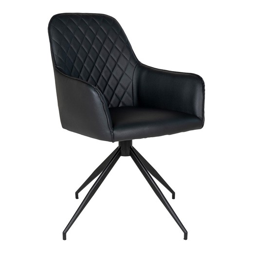 Faux Leather Swivel Dining Chair in Black, 62 x 56 x 89 cm | Harbo