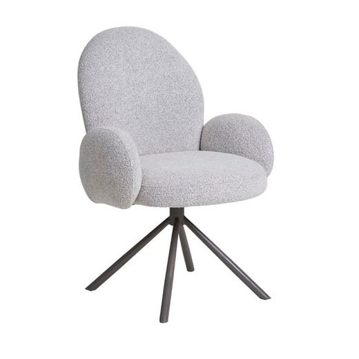 Bouclé fabric swivel dining chair in sand, 69 x 65 x 91.5 cm | Lana