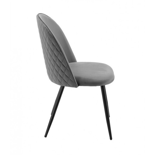 Magda Velvet and Metal Gray/Black Dining Chair, 46x58.5x85.5 cm