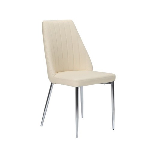Καρέκλα τραπεζαρίας Maxim Faux Leather and Cream Wood, 42x55'5x97 cm