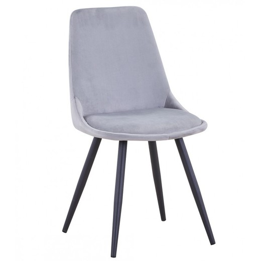 Old Black Velvet and Grey/Black Metal Dining Chair, 46'5x53'5x86 cm