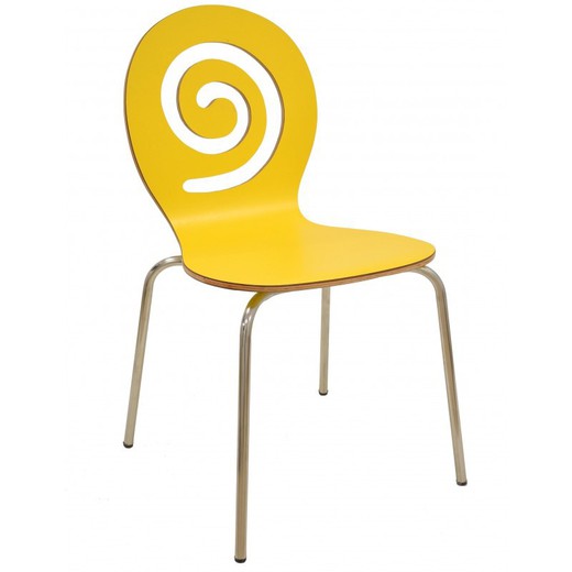 Καρέκλα τραπεζαρίας Pinsapo σε κίτρινο/ασημί ξύλο και μέταλλο, 48x43x82 cm
