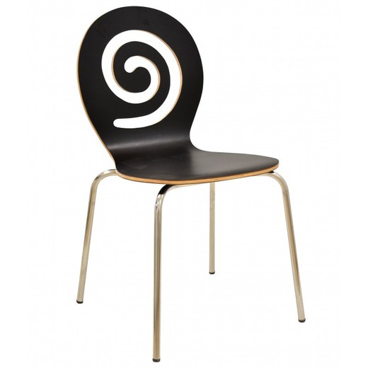 Pinsapo Black/Silver Wood and Metal Dining Chair, 48x43x82 cm