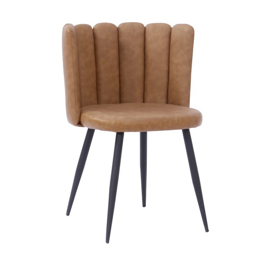 Krzesło do jadalni Ramsés ze sztucznej skóry i wielbłąda/czarnego metalu, 57'5x54x79 cm