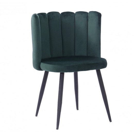 Cadeira de jantar Ramsés em veludo verde/preto e metal, 57'5x54x79 cm