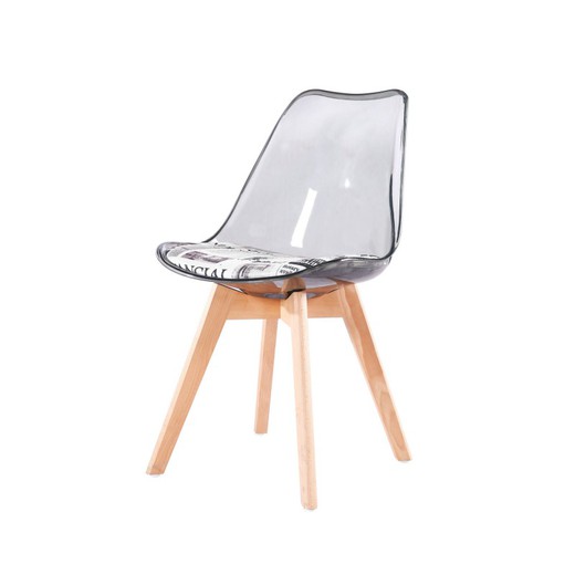 Tower Dining Chair in Plastic, Faux Leather and Beech Wood, 58x59x81 cm