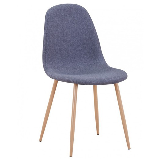 Toulouse Dining Chair in Dark Gray/Beige Fabric and Metal, 44'5x55'5x87'5 cm