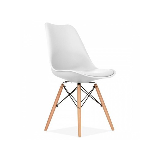 Tower Dining Chair in Plastic and White/Natural Beech Wood, 48x54x82 cm