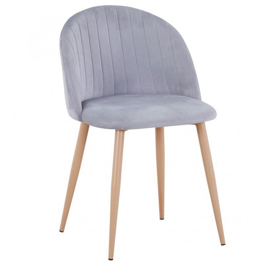 Krzesło do jadalni welurowe szaro-beżowe aksamitne i metalowe, 47'5x53x76'5 cm