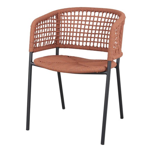 Cadeira de corda natural em terracota, 57 x 55 x 77 cm | Coliseu