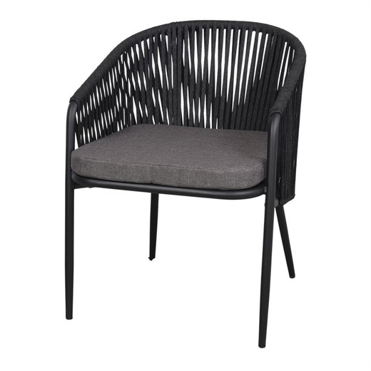 Chaise en corde synthétique gris anthracite, 58 x 66 x 78 cm | Rialto