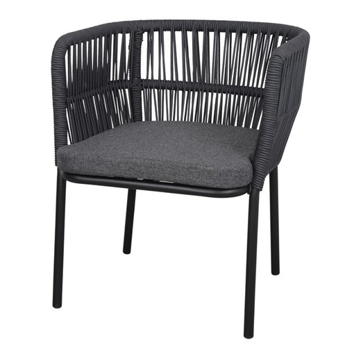 Krzesło z syntetycznej liny w kolorze antracytowym, 61 x 65 x 71 cm | Donnele