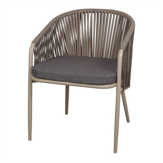 Krzesło z syntetycznej liny w kolorze brązowym, 58 x 66 x 78 cm | Rialto