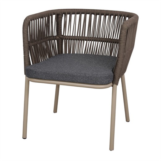 Krzesło z syntetycznej liny w kolorze brązowym, 61 x 65 x 71 cm | Donnele