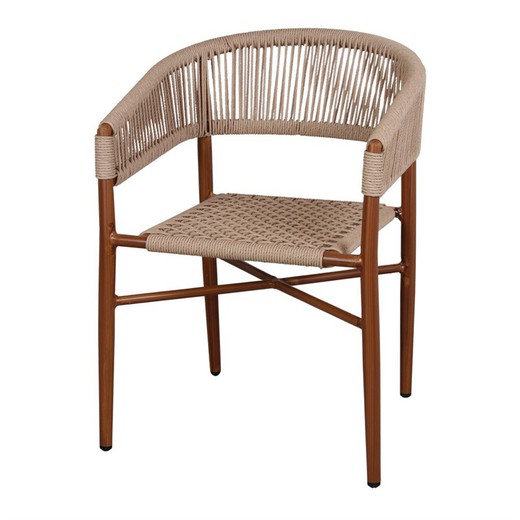 Συνθετική καρέκλα από σχοινί σε καφέ και μπεζ, 57 x 60 x 77 cm | Εζησαν