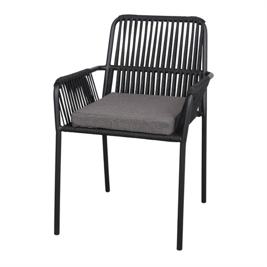 Stuhl aus Kunststoffseil in Natur und Grau, 56 x 62 x 83 cm | Romeo