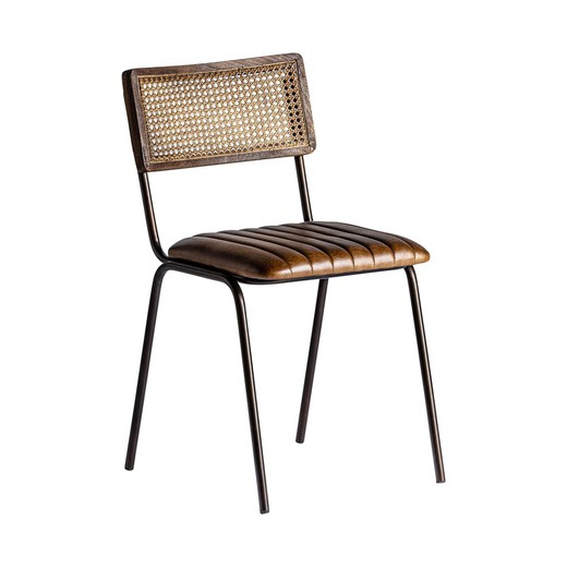 Chaise en cuir d'aumônier marron, 44x45x79cm