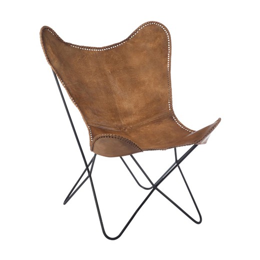 Chaise en cuir cognac, 73x65x90 cm