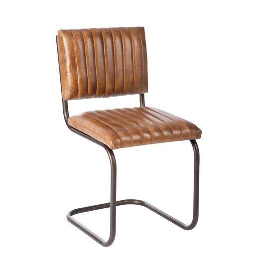 Brązowe skórzane krzesło, 51x45x87 cm