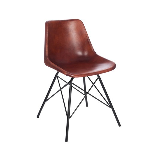 Brown leather chair, 51x51x79 cm