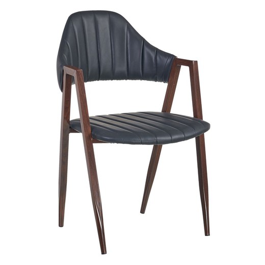 Chaise en simili cuir noir et marron, 51 x 58 x 78 cm