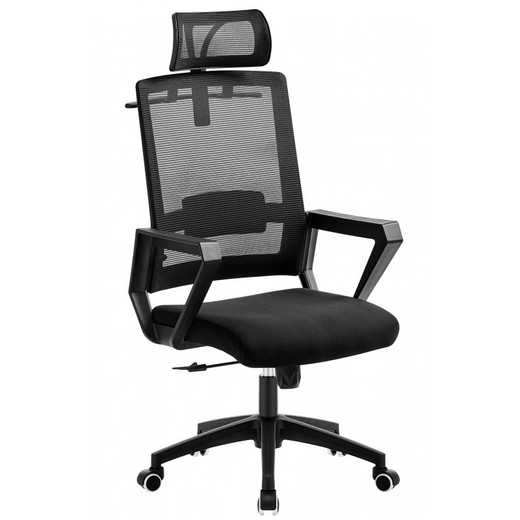 Cadeira de secretária Aston em tecido e metal preto com rodas, 60x63x116/125 cm