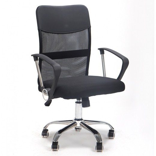 Discover Fabric and Metal Black/Silver Desk Chair with Wheels, 64x60x93/103 cm