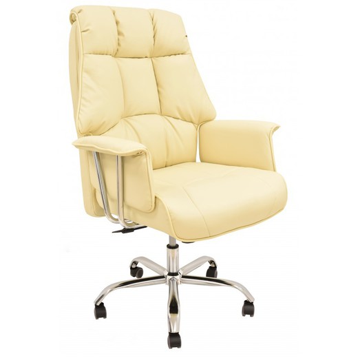 Καρέκλα γραφείου Firenze από συνθετικό δέρμα και μπεζ μεταλλικό με ρόδες, 62x76x116/124 cm