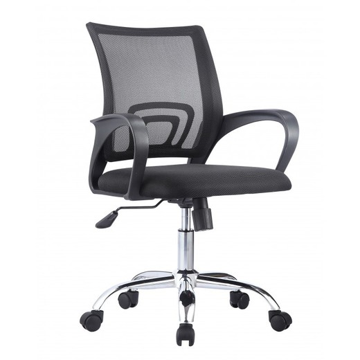 Fiss Μαύρη υφασμάτινη και μεταλλική καρέκλα γραφείου με ρόδες, 56x59x89/97 cm
