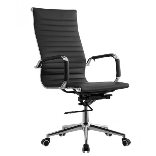 kyiv Krzesło biurkowe ze sztucznej skóry i czarnego metalu na kółkach, 54'5x65x105/115 cm